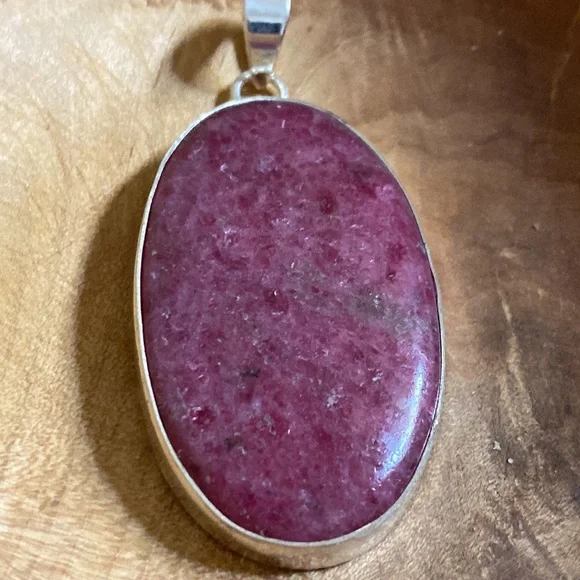 Red Ruby Large Oval Sterling Silver Pendant - Picture 6 of 6